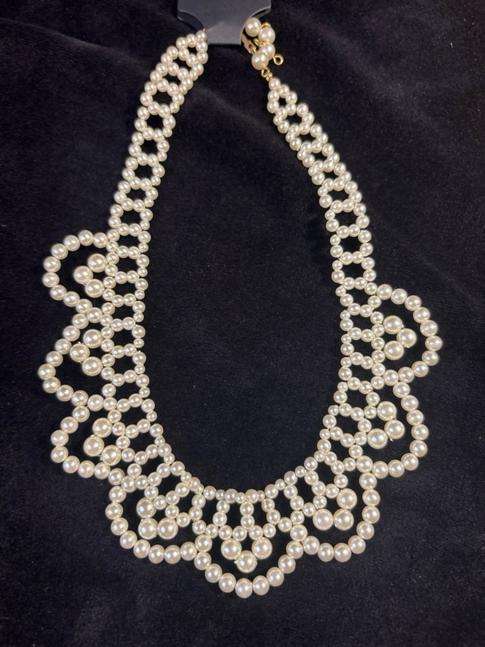 Faux Pearl Statement Collar Necklace One Size Cream Ivory Vintage Glam EUC